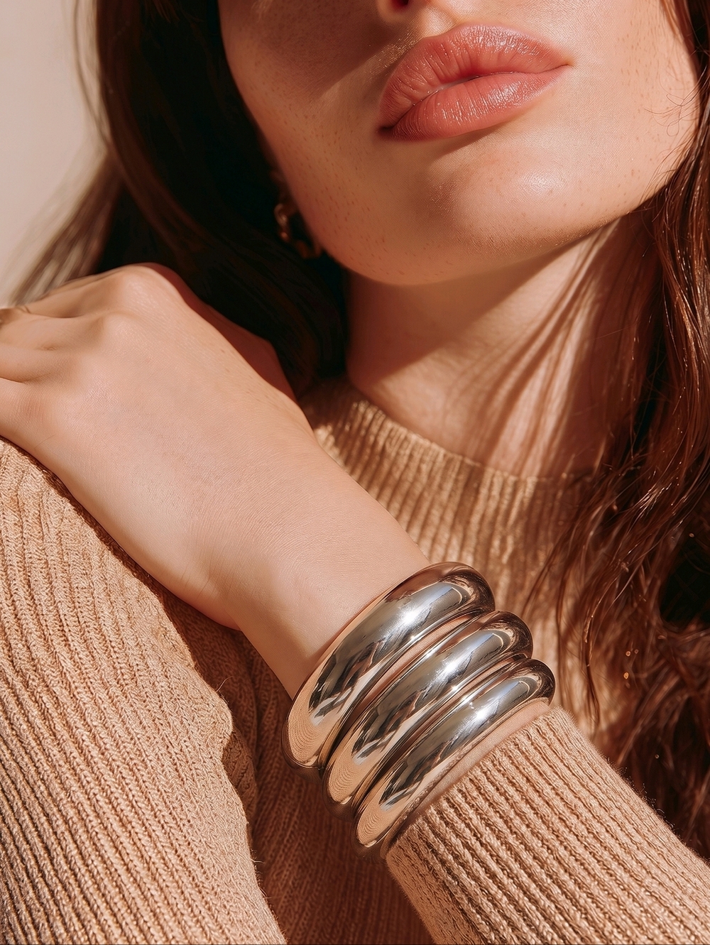 Minimalist Silver Triple-Band Cuff Bracelets